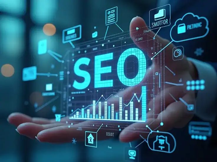 Arama görünürlüğü ve site analizini temsil eden SEO görseli